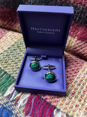 Heathergems Silver Plated Round Cufflinks