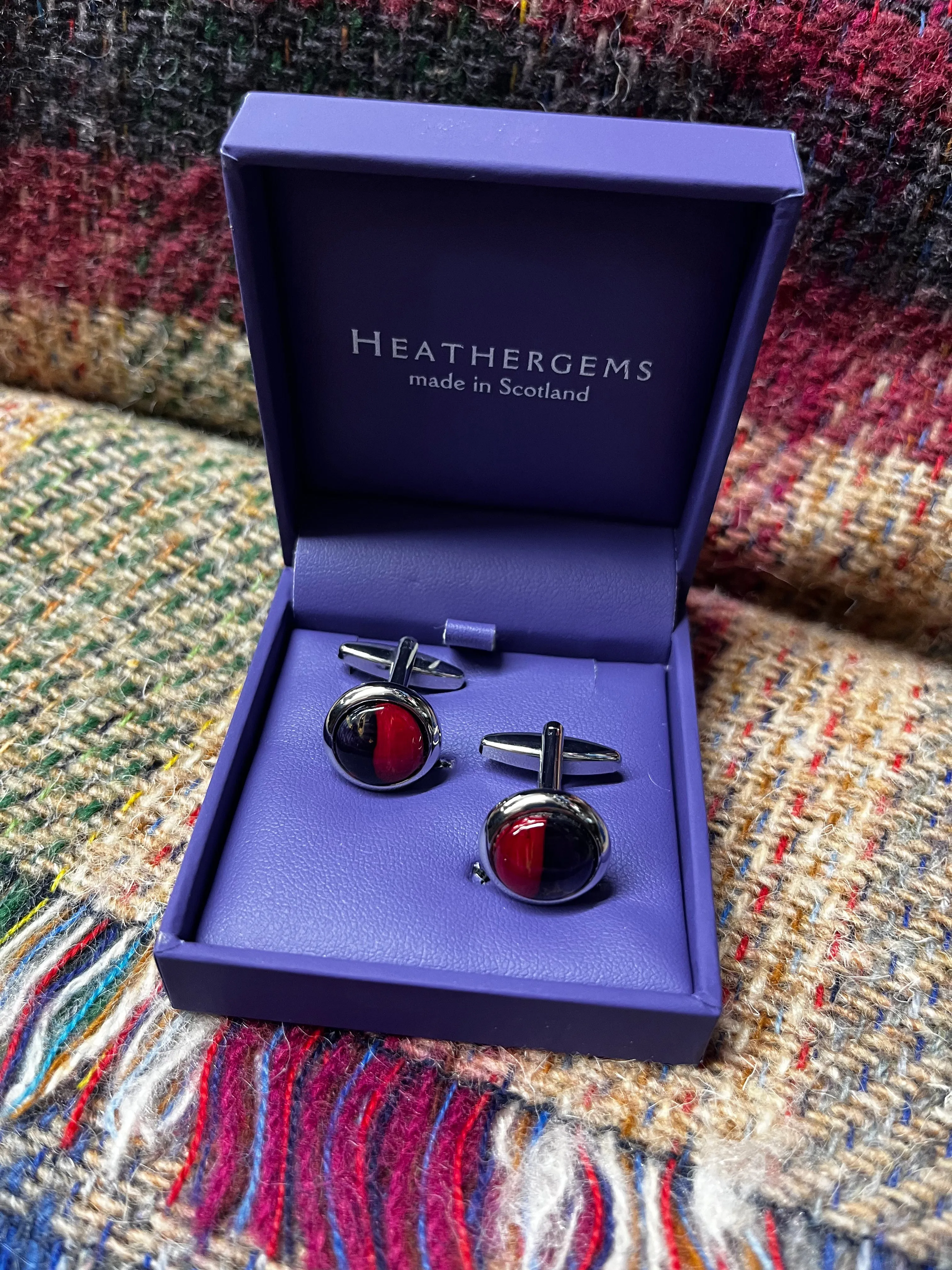 Heathergems Silver Plated Round Cufflinks