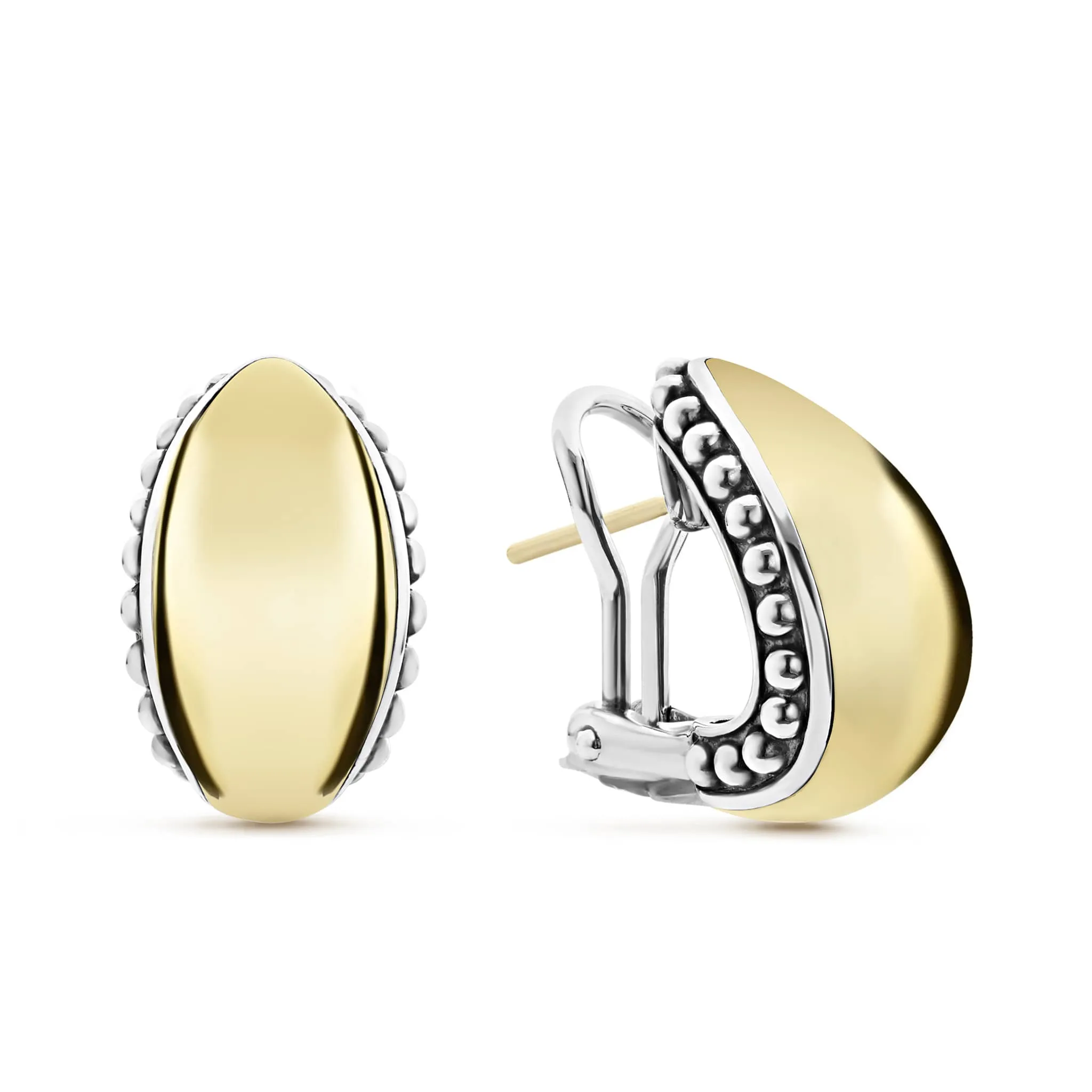 High Bar 18K Gold Station Caviar Huggie Earrings