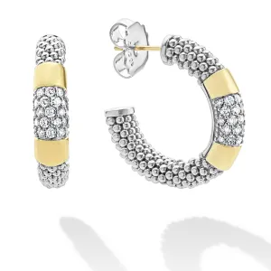 High Bar Two-Tone Diamond Hoop Earrings