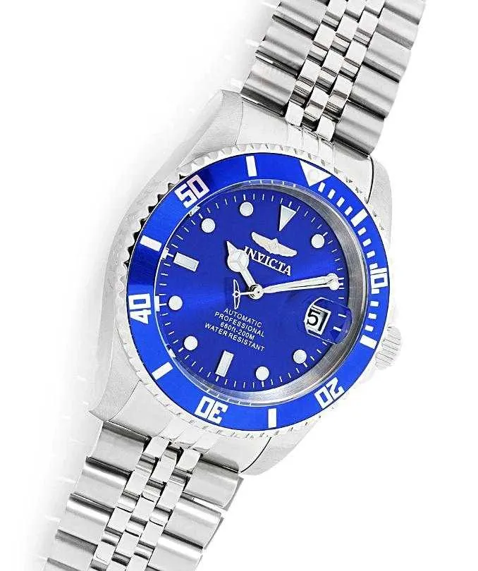 Invicta Pro Diver Blue Dial Automatic Date Stainless Steel Mens Watch....42mm