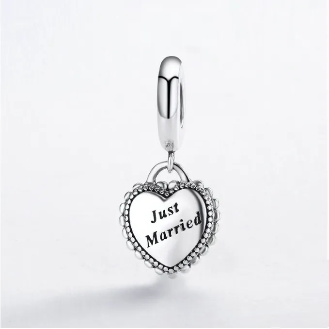 Just Married Charm 925 Sterling Silver