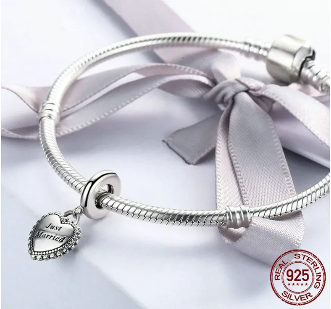 Just Married Charm 925 Sterling Silver