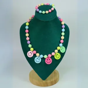 Kamule Summer Theme Smile Necklace and Bracelet Set - Multicolour