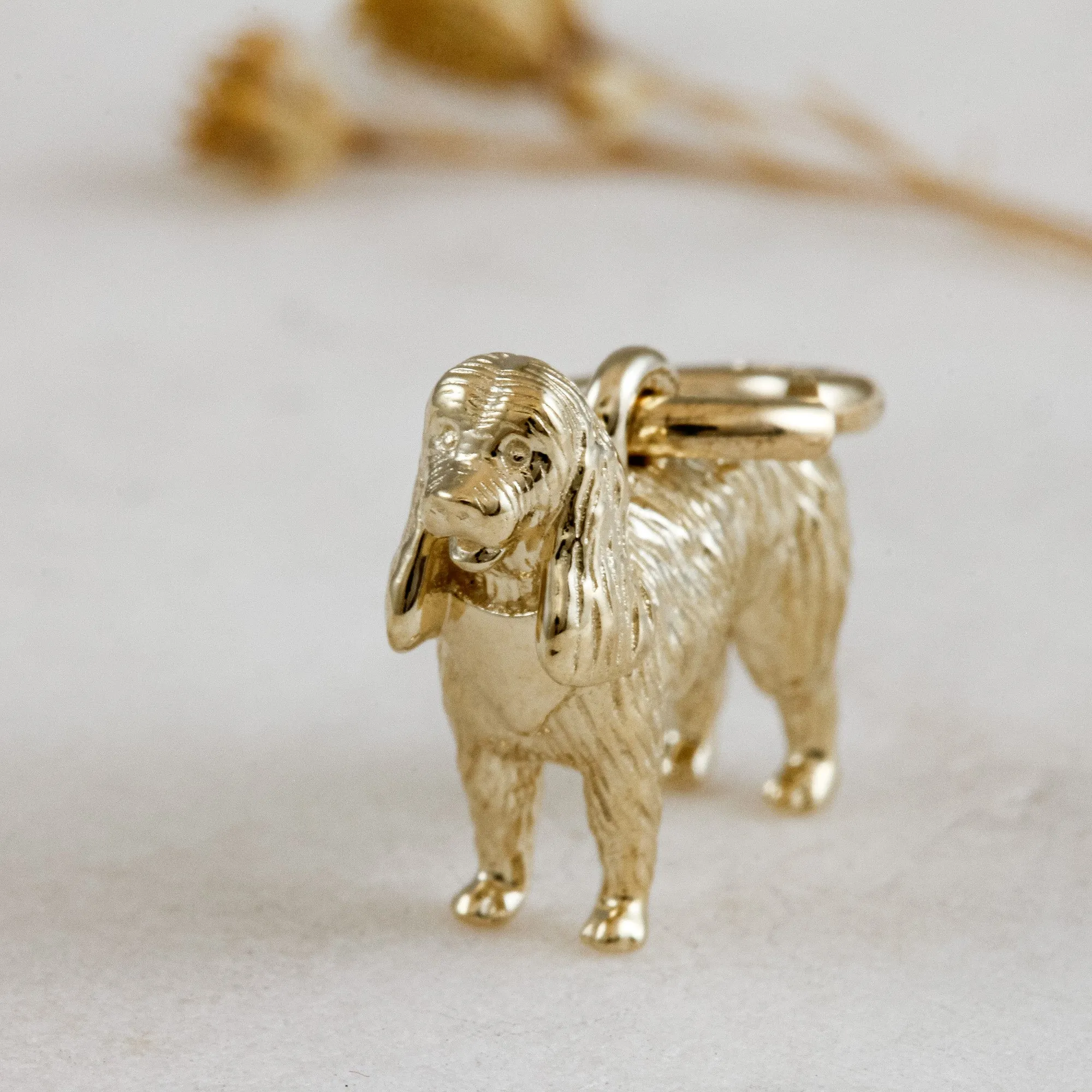 King Charles Spaniel Solid Gold Dog Charm