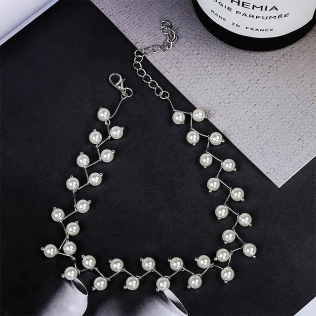 Korean Style Simulation Pearl Asymmetric Choker Multilayer Necklaces For Women Trendy Naive and Romantic Clavicle Chain 2021 New