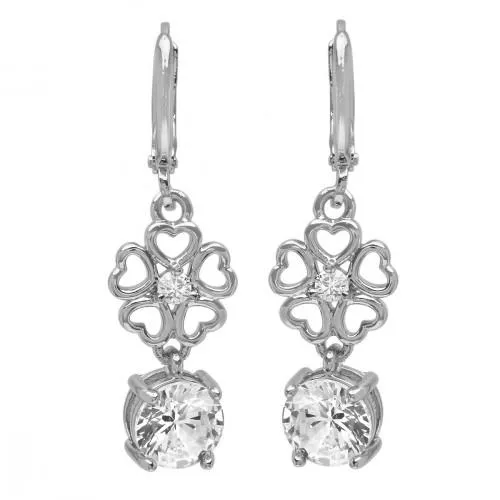 Ladies Simulated Diamond Flower Drop Earrings