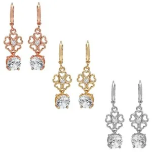 Ladies Simulated Diamond Flower Drop Earrings