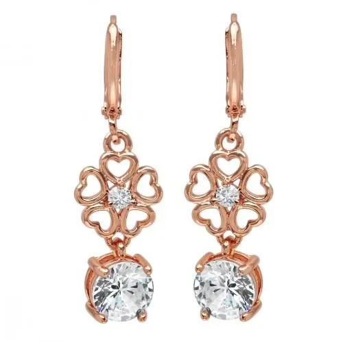 Ladies Simulated Diamond Flower Drop Earrings