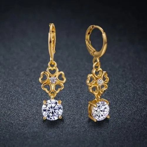 Ladies Simulated Diamond Flower Drop Earrings