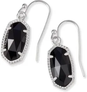 Lee Silver Drop Earrings in Black