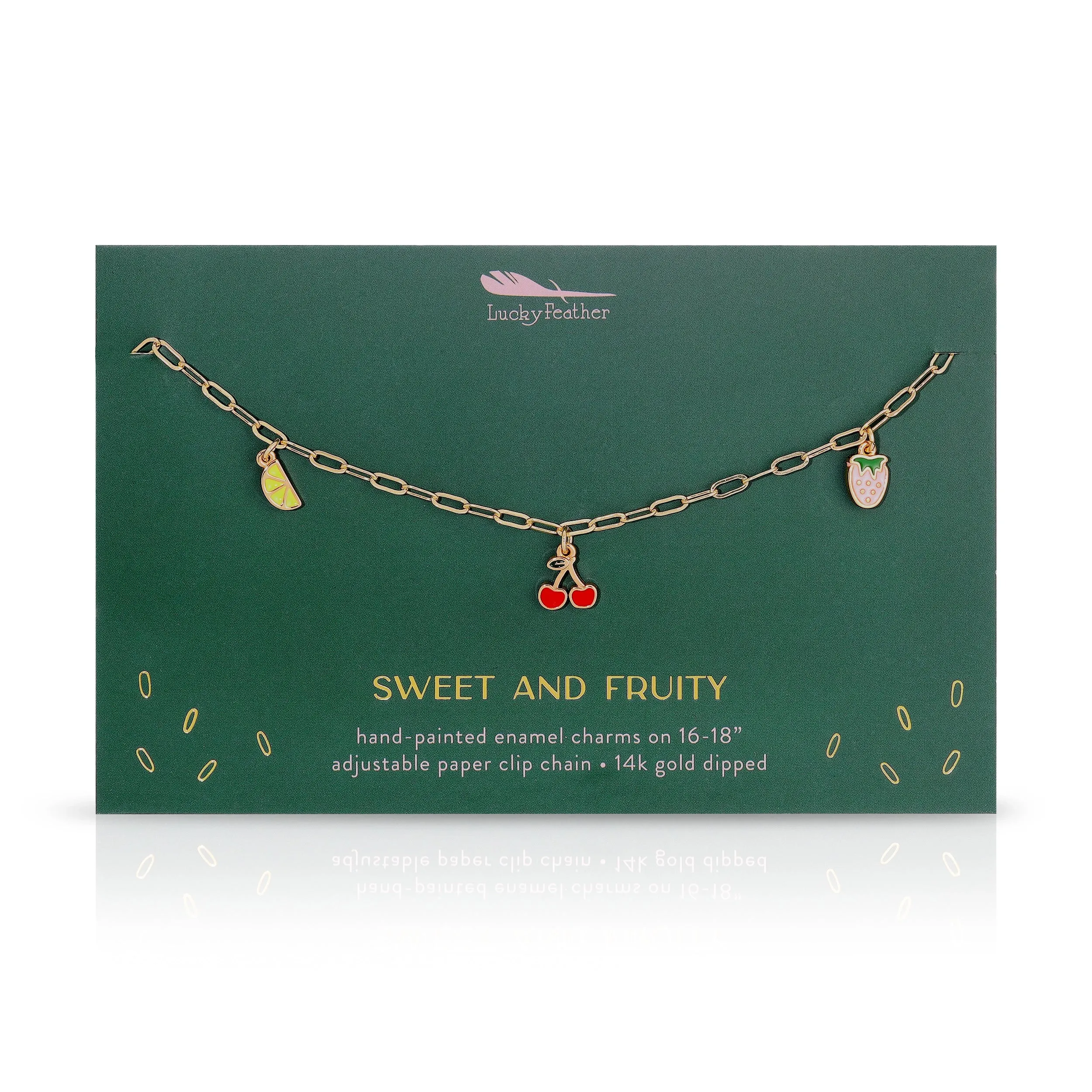 Lucky Feather Enamel Treasure Necklace - Sweet