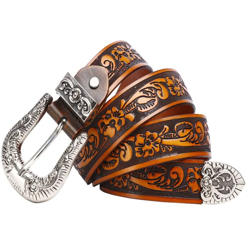 Men's Gothic Rose s Carving Belts