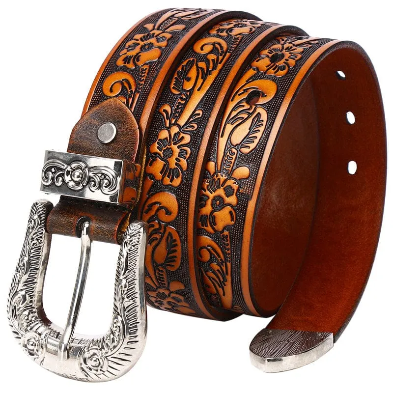 Men's Gothic Rose s Carving Belts