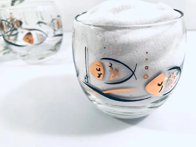 Mid-Century Here Fishy Fishy Roly Poly Glasses (Set of 6)