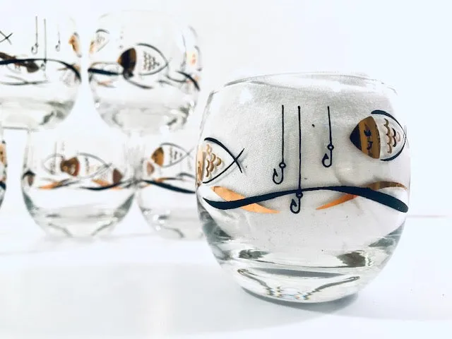 Mid-Century Here Fishy Fishy Roly Poly Glasses (Set of 6)