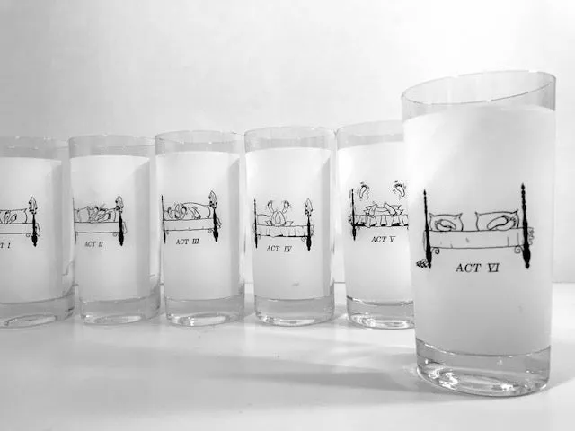 Elegant Mid-Century Risqué Glassware Set of 6 – Vintage-Inspired Bedroom Glasses