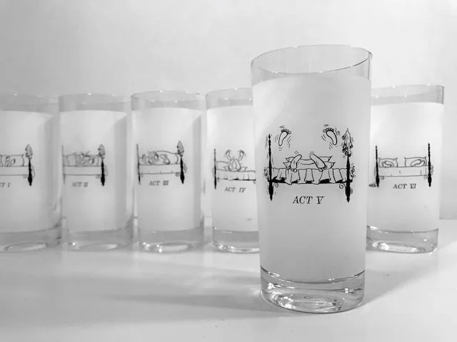 Elegant Mid-Century Risqué Glassware Set of 6 – Vintage-Inspired Bedroom Glasses