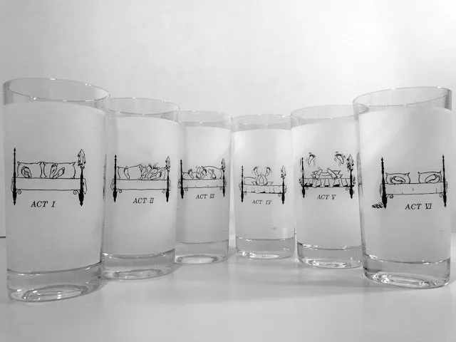 Elegant Mid-Century Risqué Glassware Set of 6 – Vintage-Inspired Bedroom Glasses