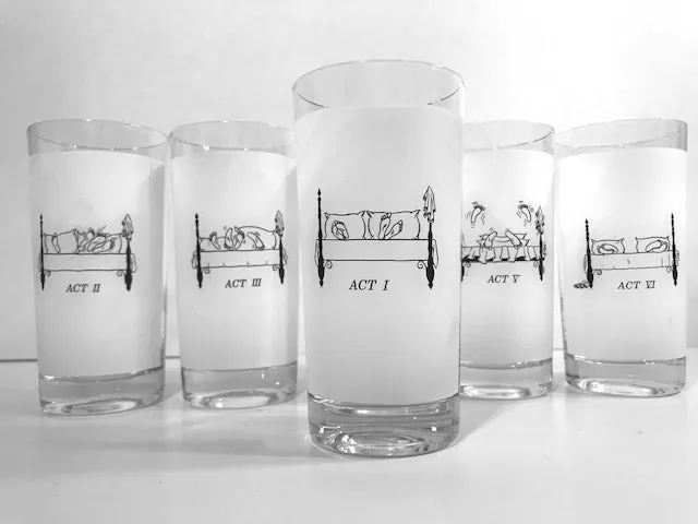 Elegant Mid-Century Risqué Glassware Set of 6 – Vintage-Inspired Bedroom Glasses