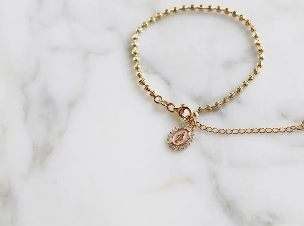 Mother Mary Bracelet in Pink