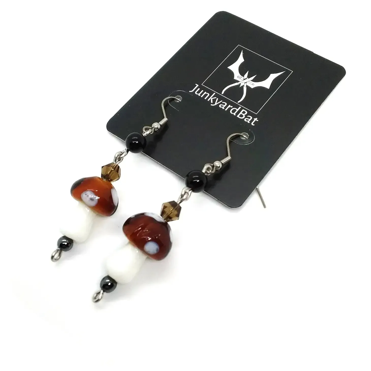 Mushroom Earrings with Onyx