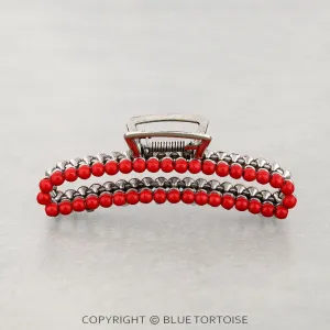 Navajo Stone Claw Clip - Red