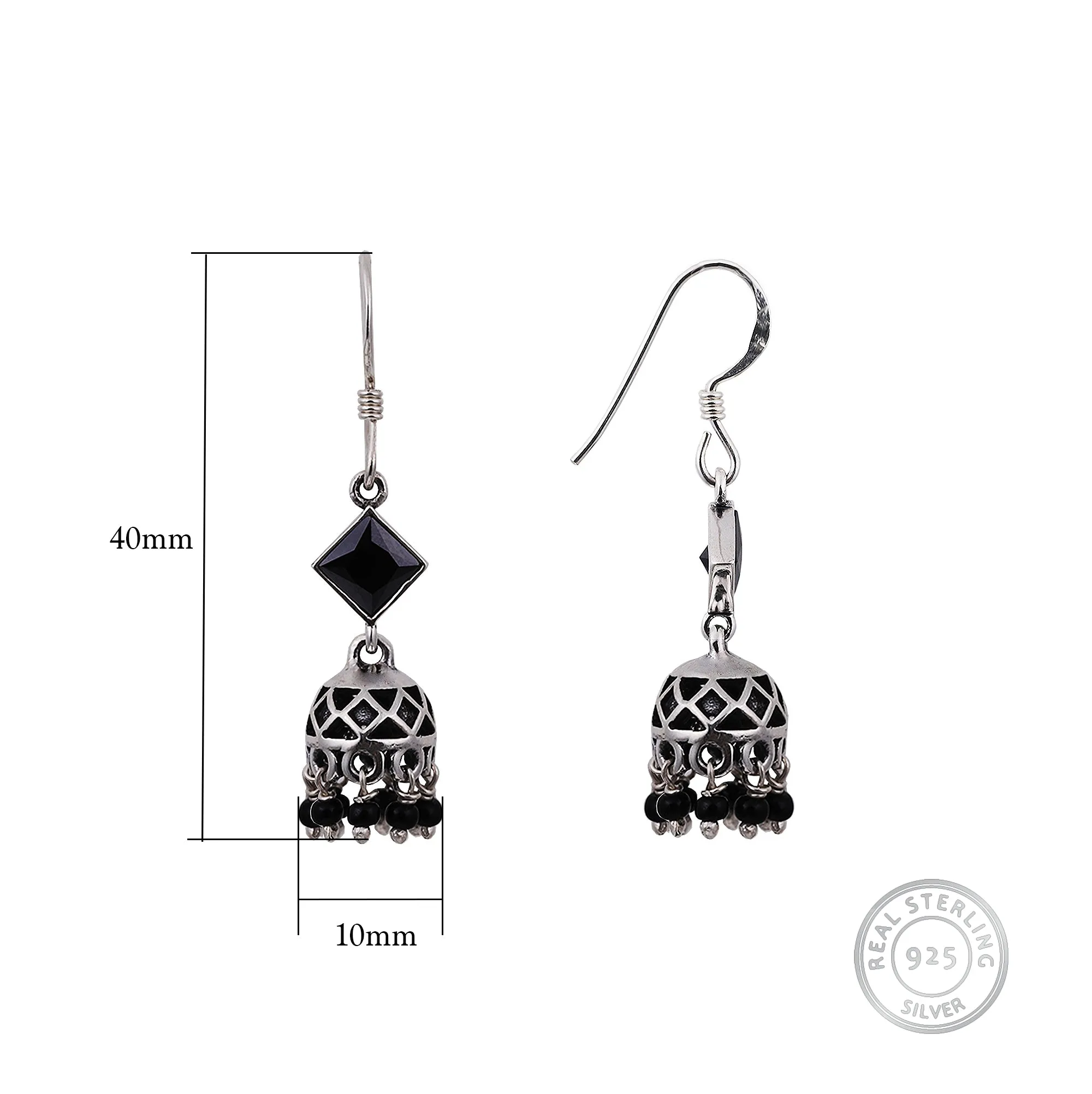 Oxidised Silver Black Jhumki