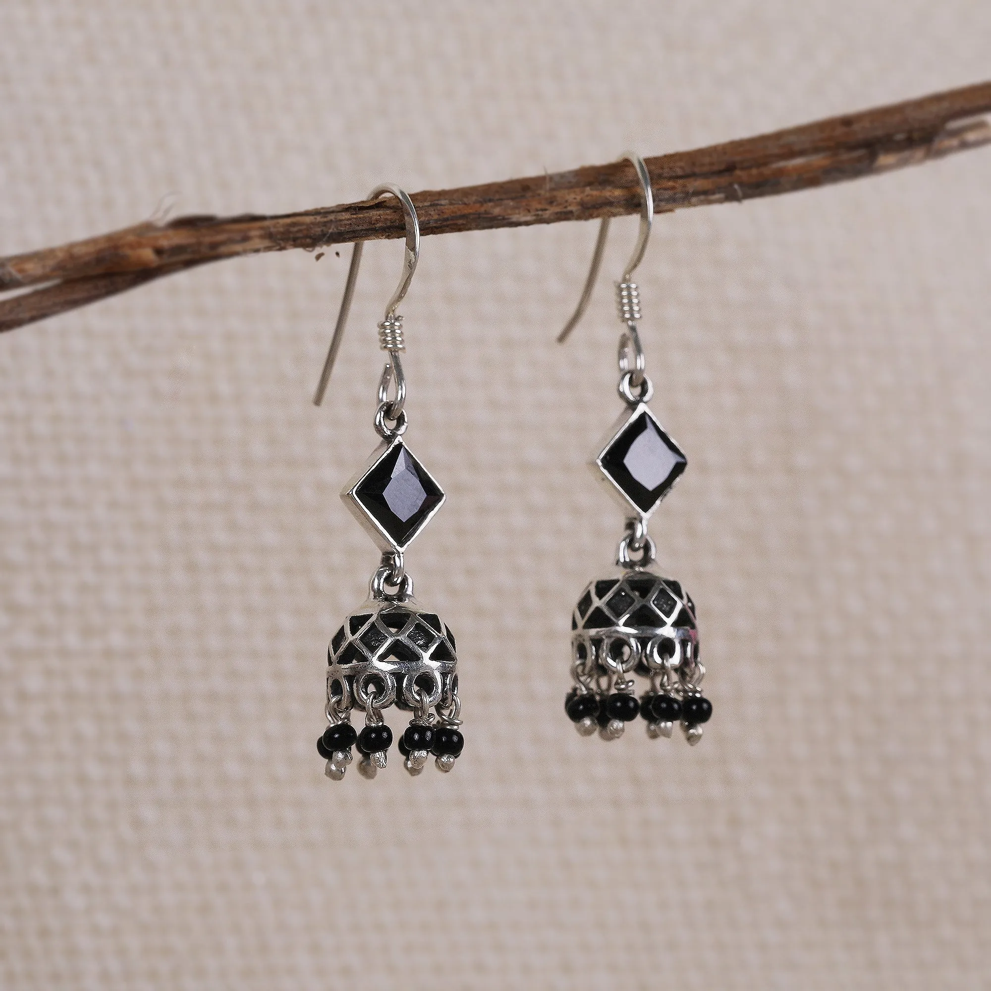 Oxidised Silver Black Jhumki