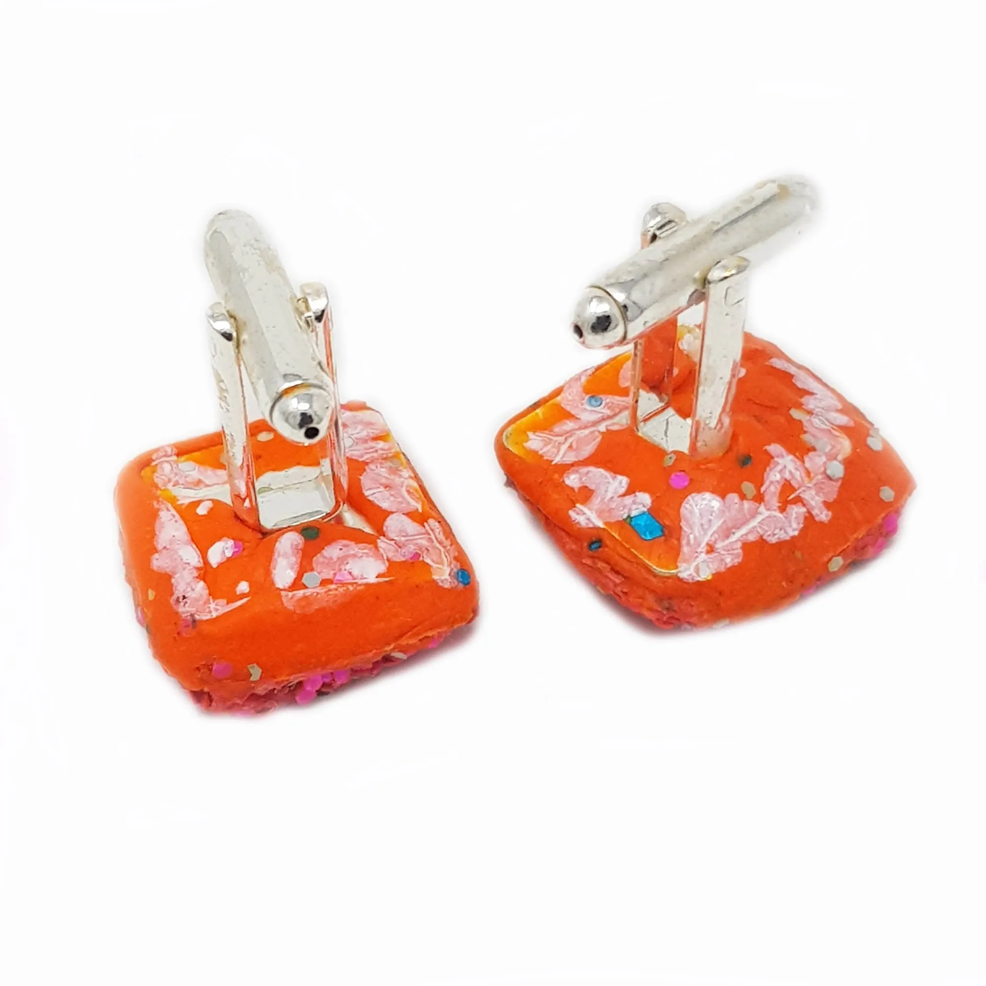 PINK AND ORANGE CUFFLINKS