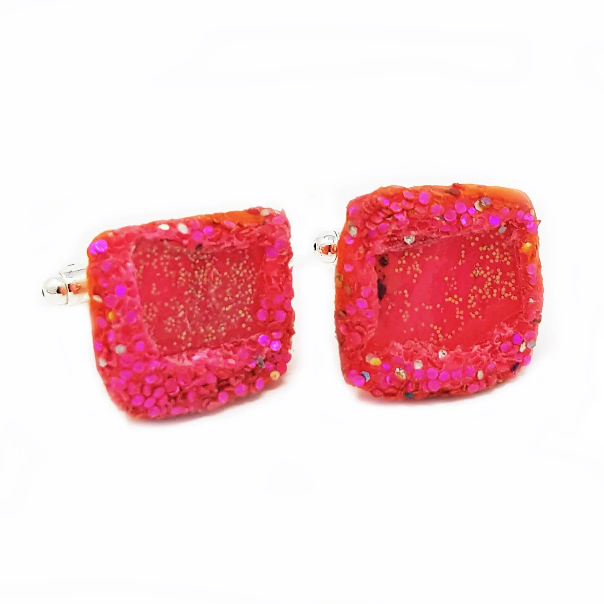 PINK AND ORANGE CUFFLINKS