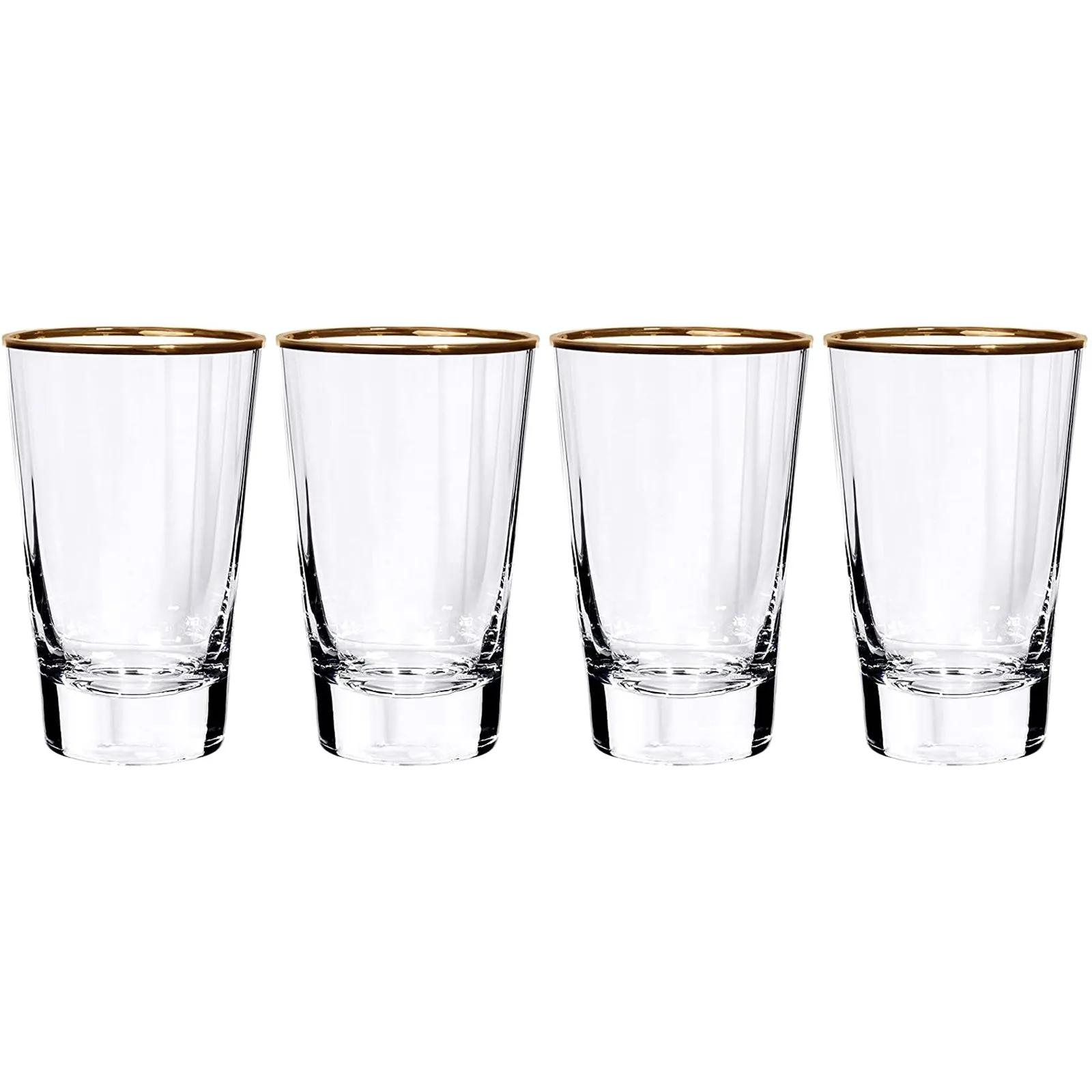 Premium Mouth-Blown Drinking Glasses with Gold Accent, Set of 4