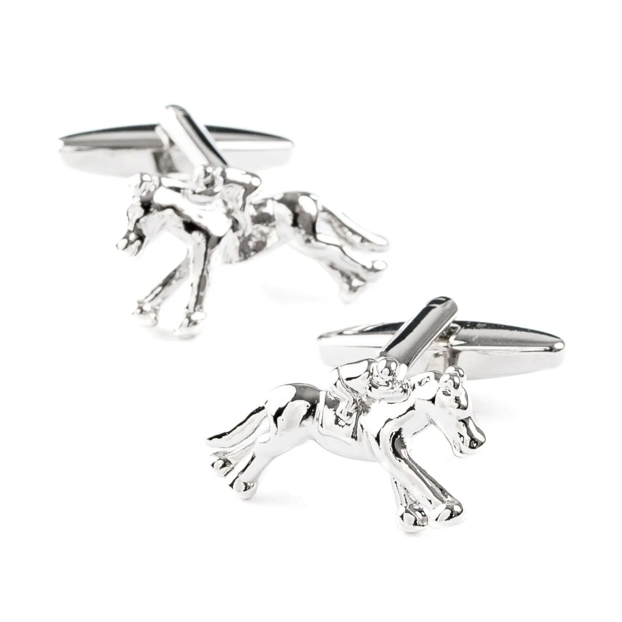 "Melbourne Cup" Horse Racing Silver Cufflinks