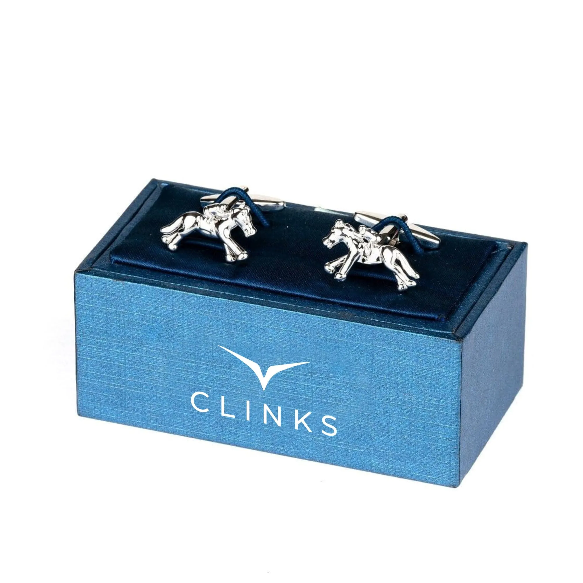 "Melbourne Cup" Horse Racing Silver Cufflinks