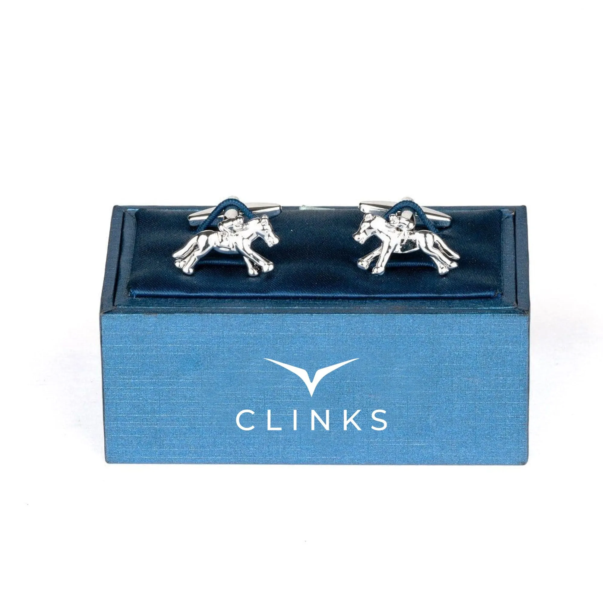 "Melbourne Cup" Horse Racing Silver Cufflinks