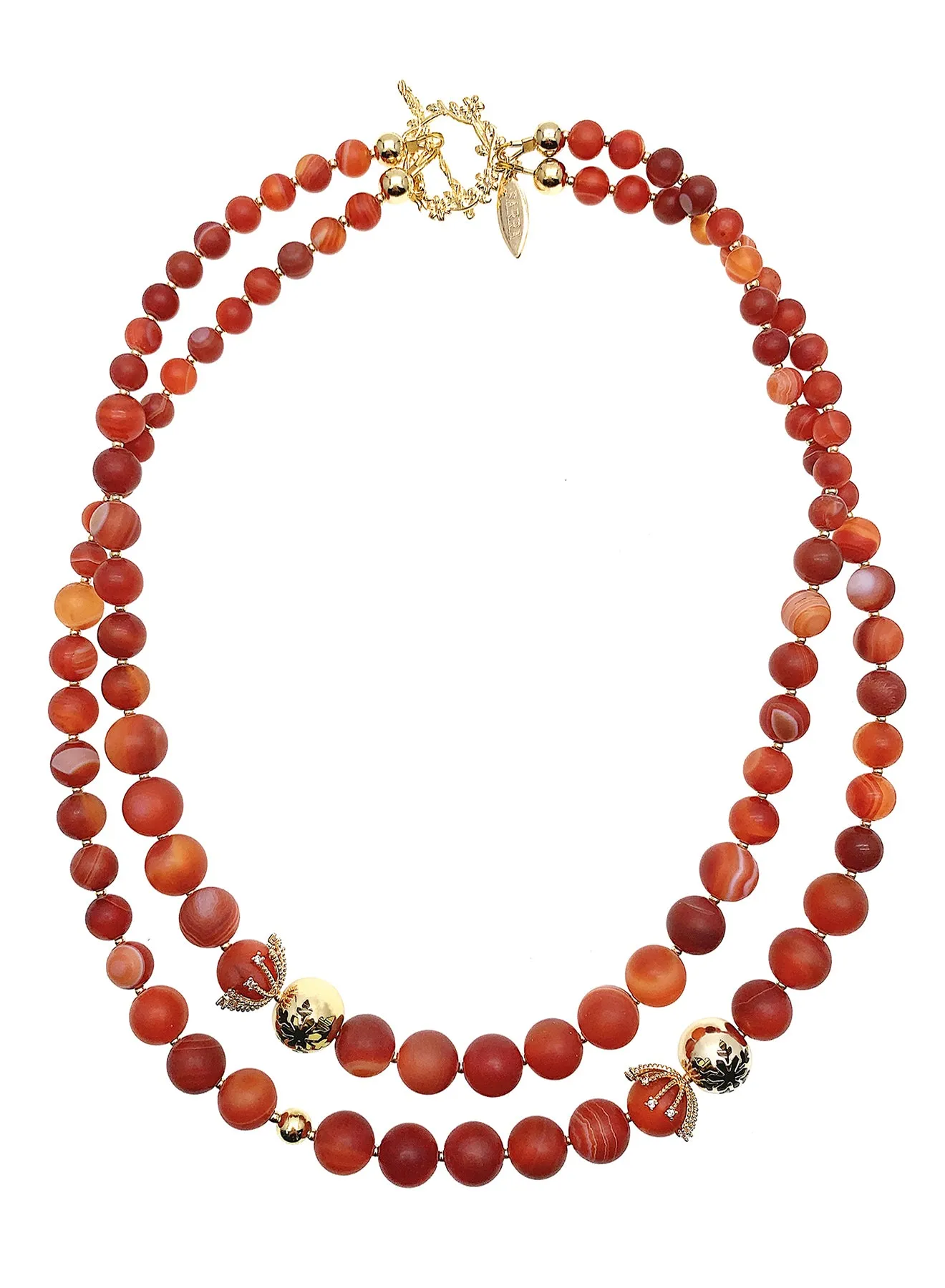 Red Agates Double Strands Stunning Necklace HN033