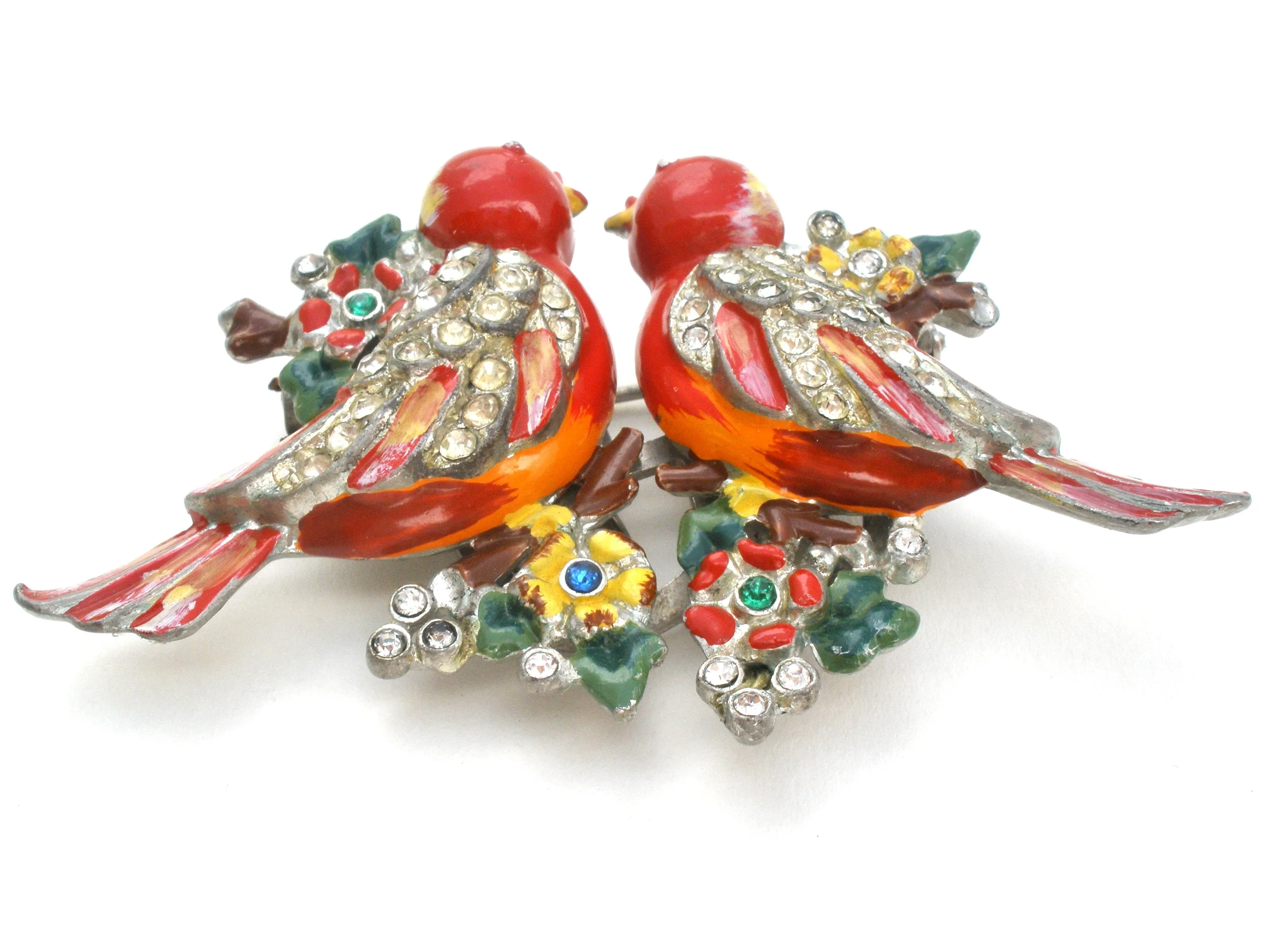 Red Coro Duette Fur Clip Love Birds Brooch Adolf Katz