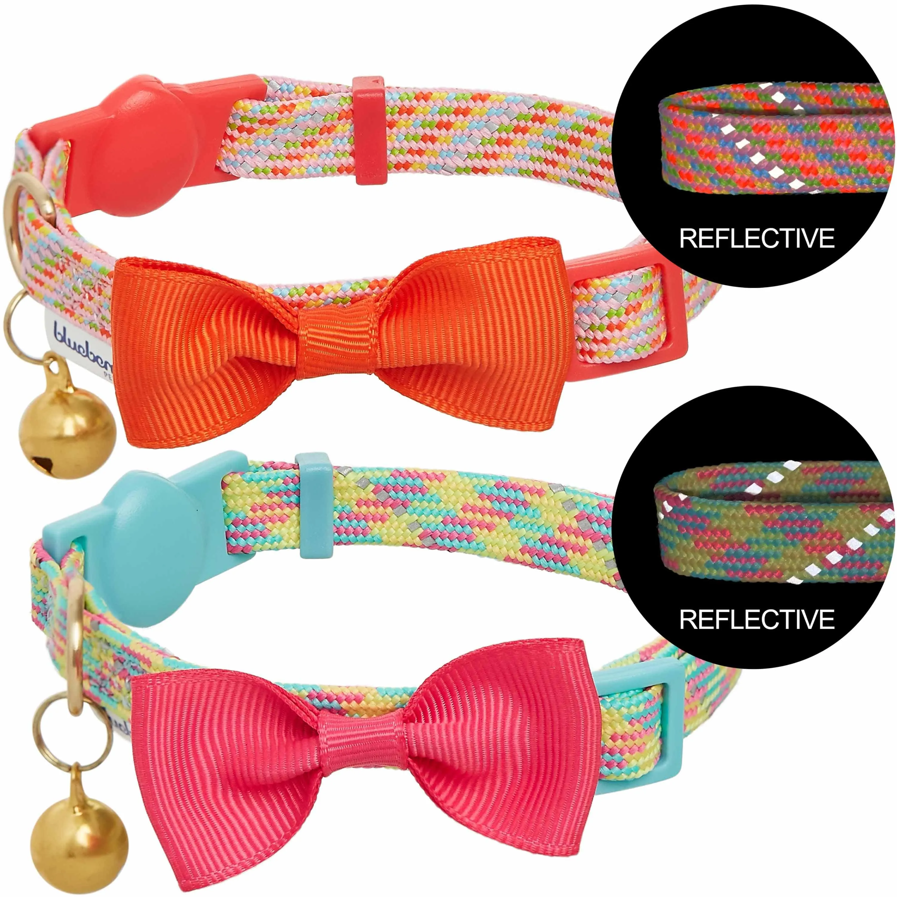 Reflective Striped Cat Collar, 2 Pack