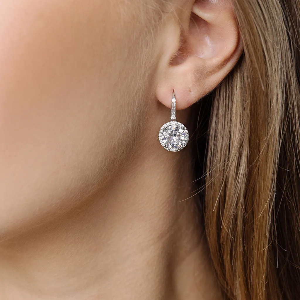 Round Crystal French Hook Earrings