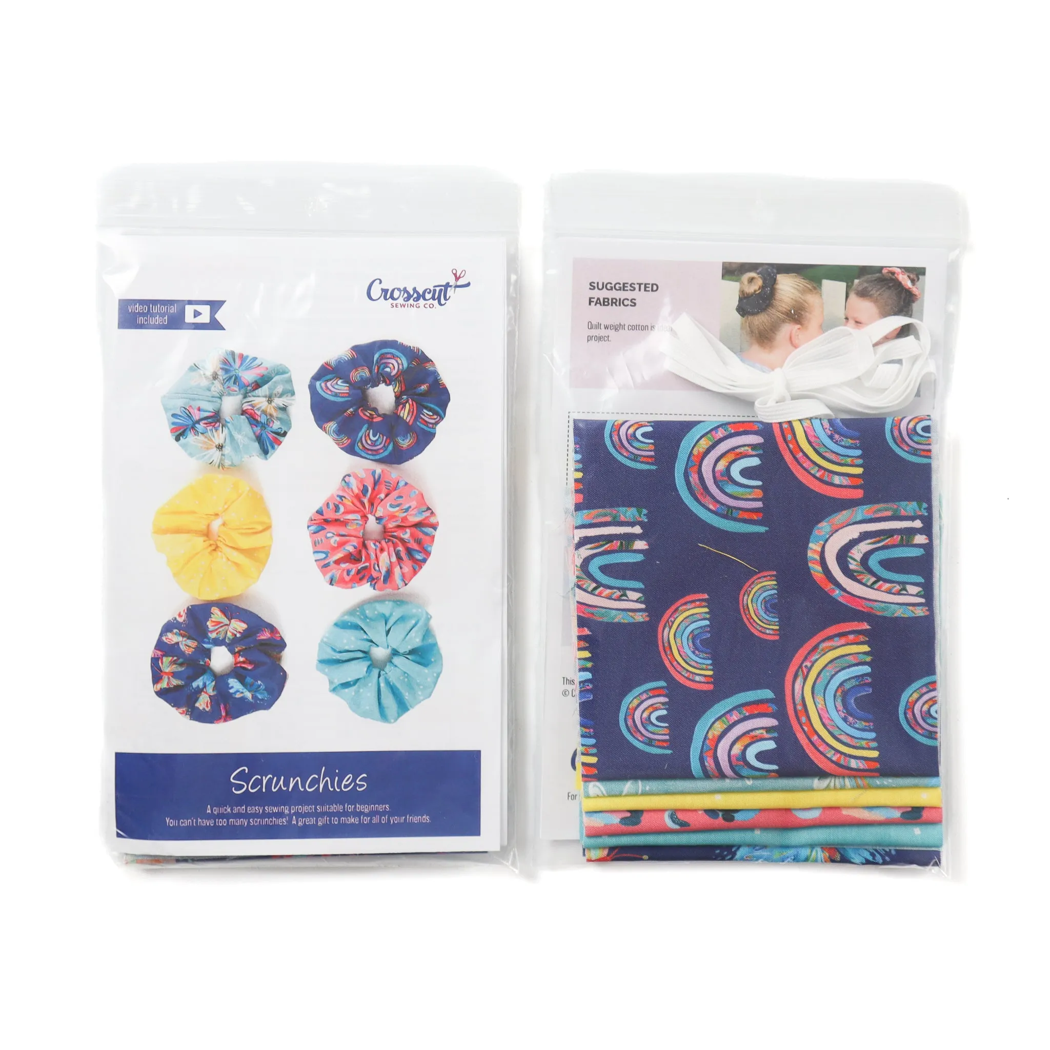 Scrunchie Sewing Kit - Navy, Aqua & Pink