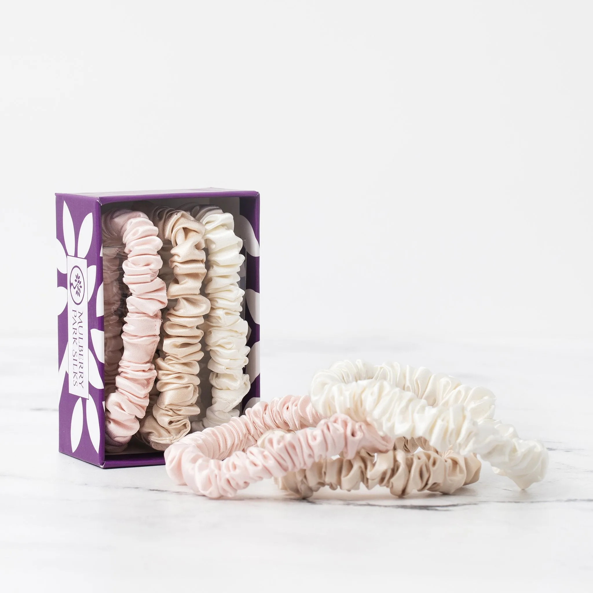 Silk Scrunchies - Ivory, Pink, Sand