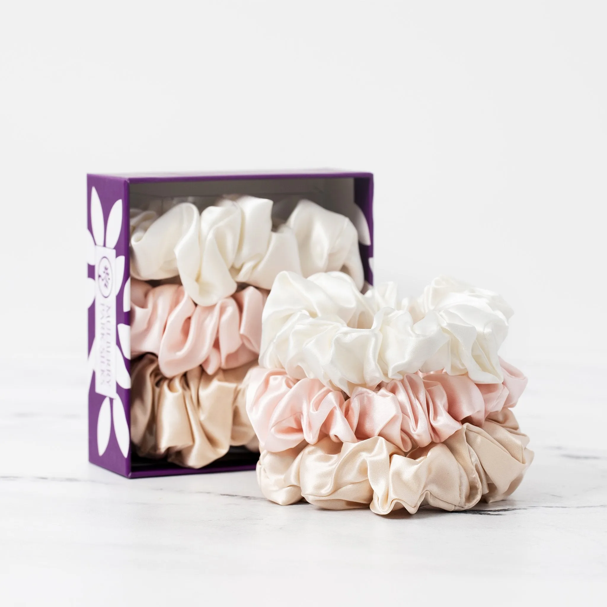 Silk Scrunchies - Ivory, Pink, Sand