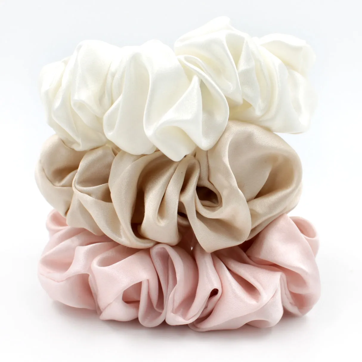 Silk Scrunchies - Ivory, Pink, Sand