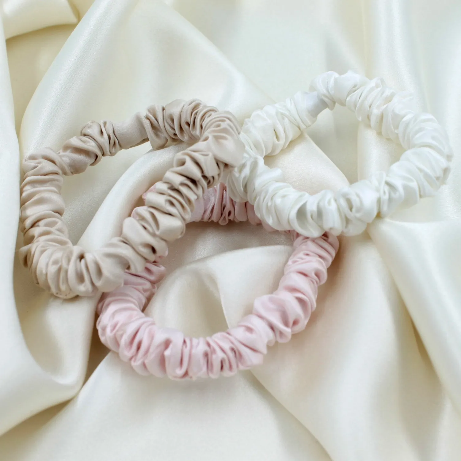 Silk Scrunchies - Ivory, Pink, Sand