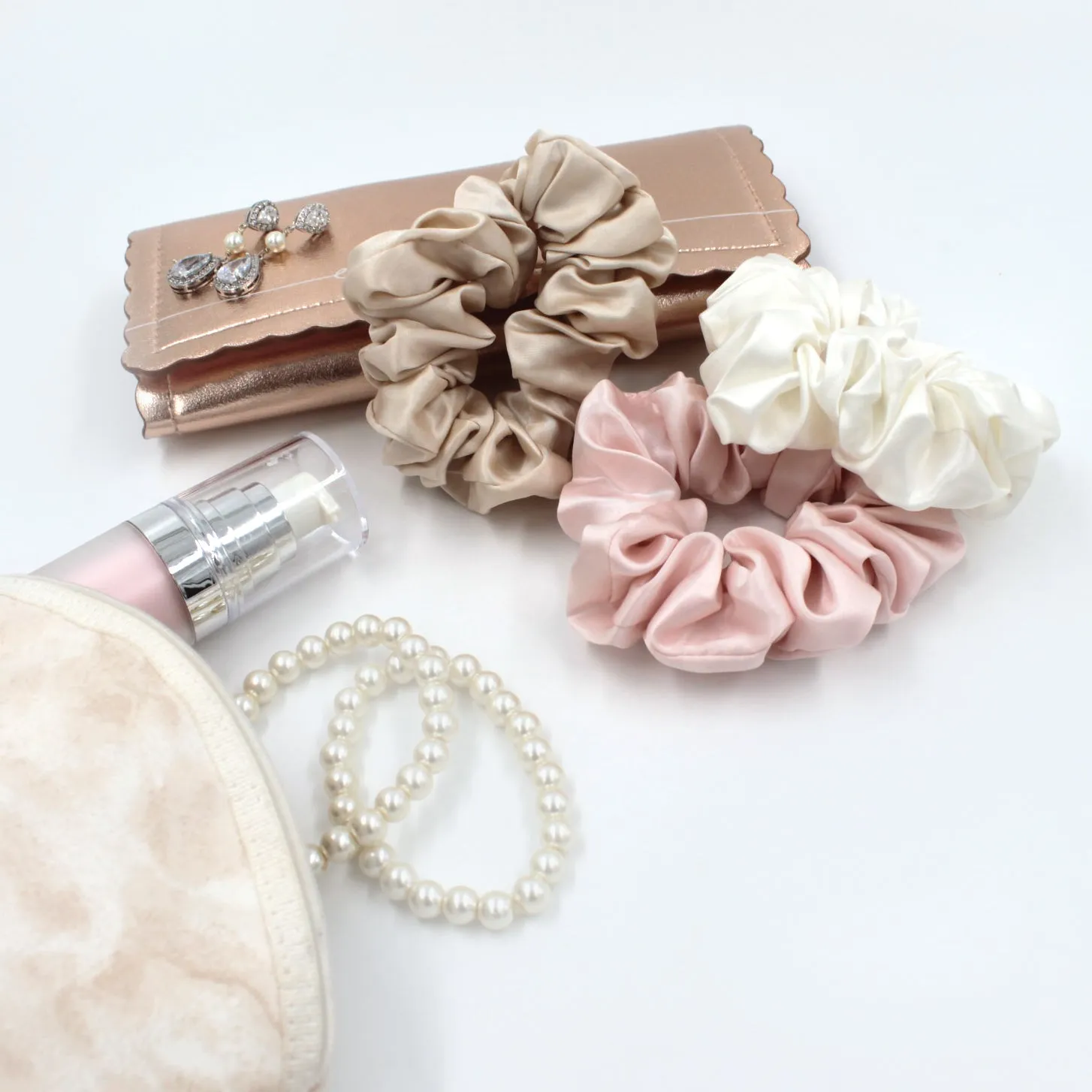 Silk Scrunchies - Ivory, Pink, Sand