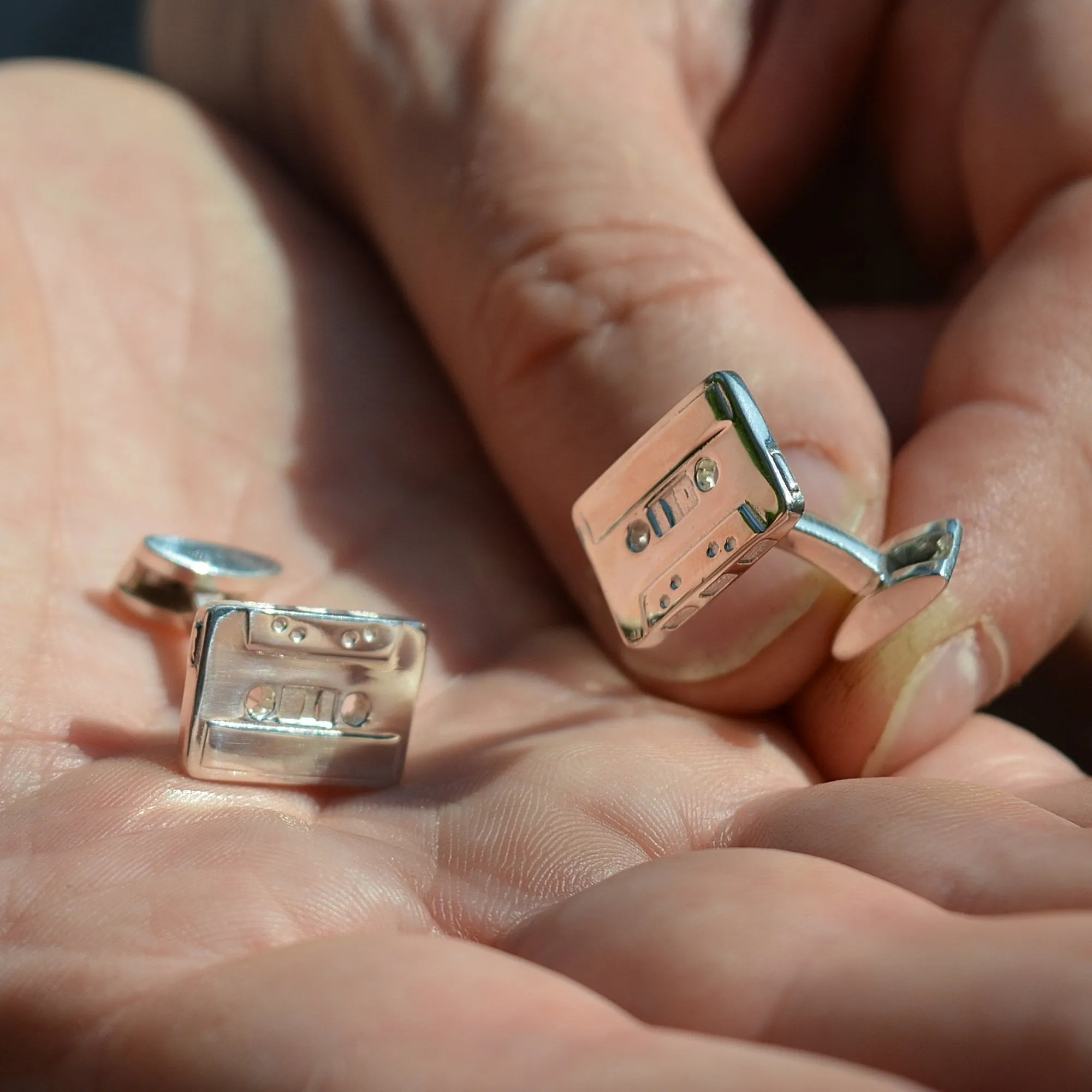 Silver Cassette Tape Cufflinks