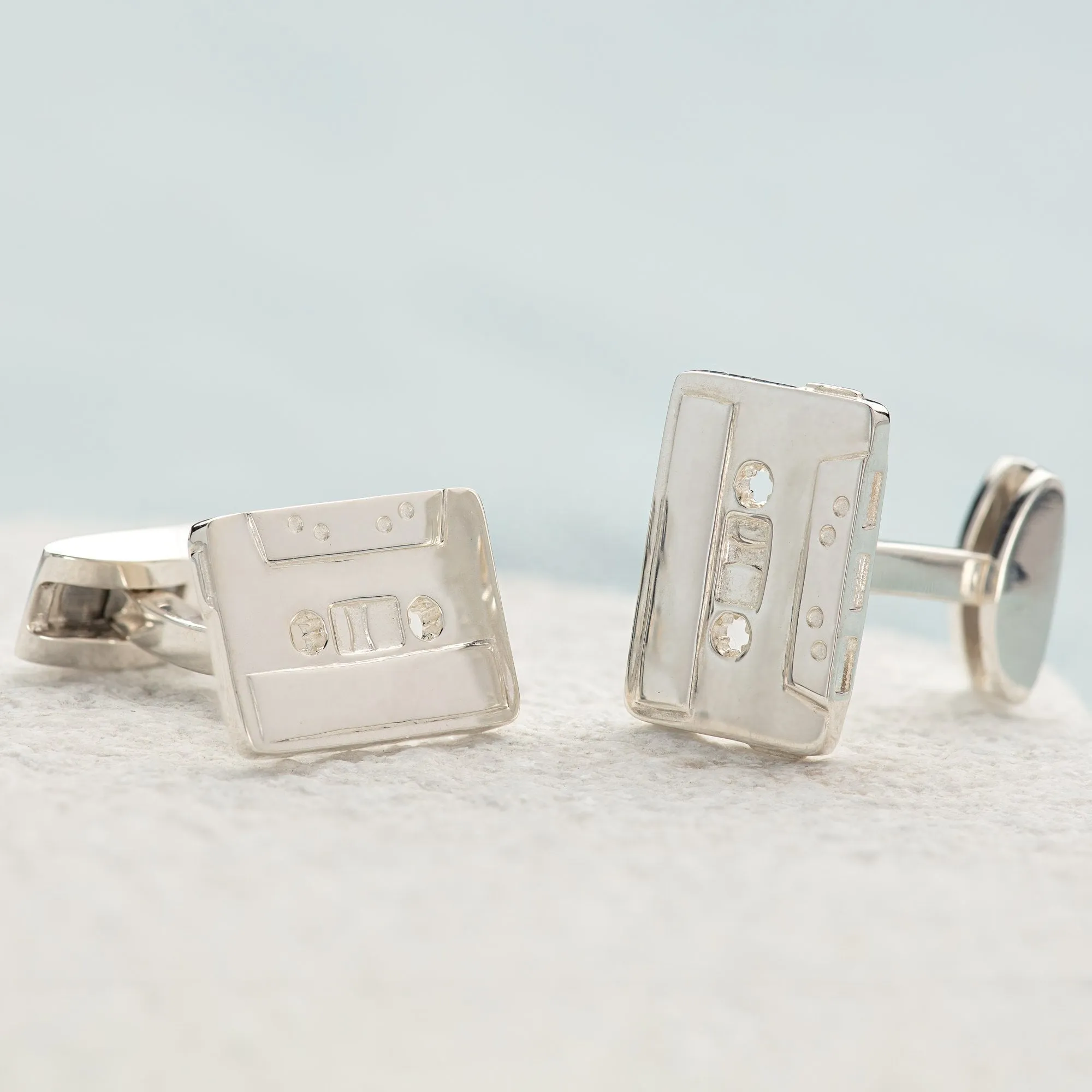 Silver Cassette Tape Cufflinks