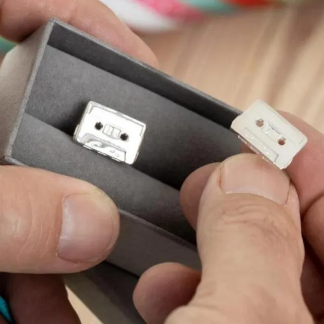 Silver Cassette Tape Cufflinks