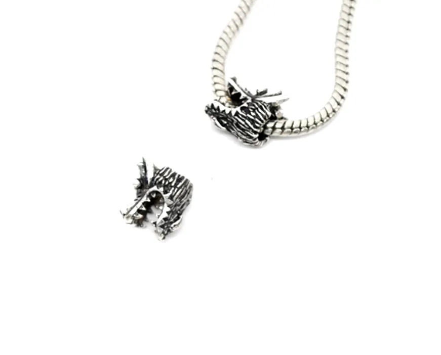 Silver Dragon Head Charm