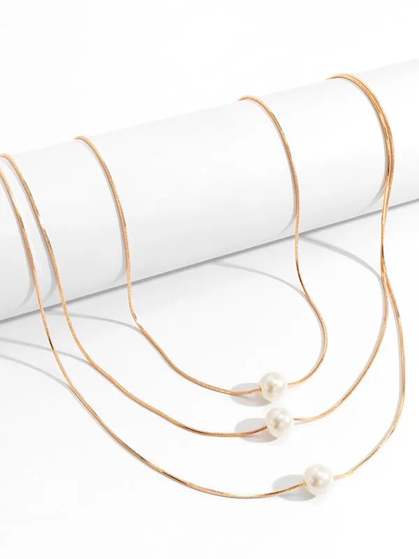 Simple Multilayer Pearl Necklaces Accessories